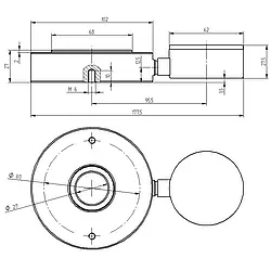 Force Gauge PCE-HFG 2.5K technical drawing
