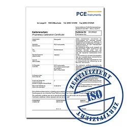 ISO calibration certificate for belt tension measuring device